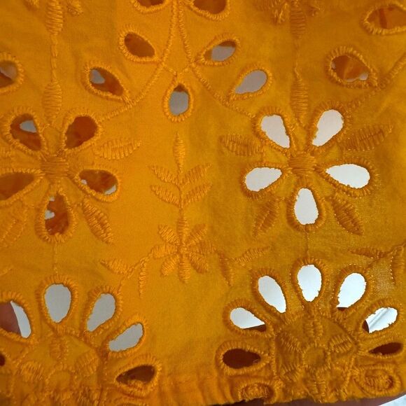 NWT J.Crew Size 3X Puff-Sleeve Popover Top In Eyelet Sweet Marigold Embroidered - Picture 6 of 8